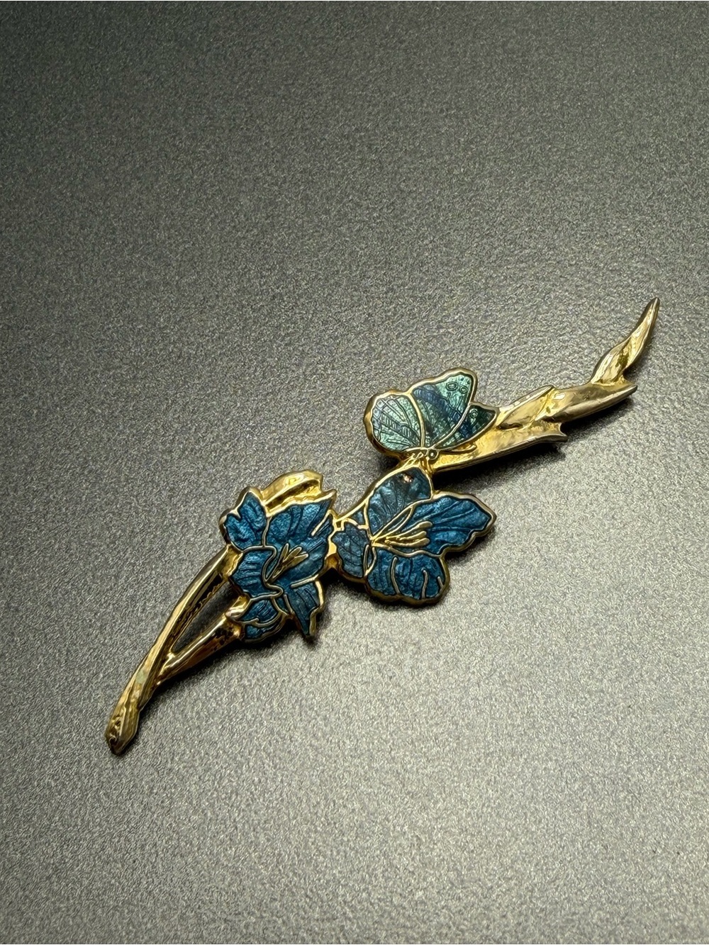 💕2/$20 Vintage Cloisonné Blue Floral  Brooch